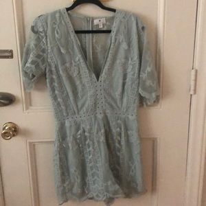 Mint Socialite Lace Romper